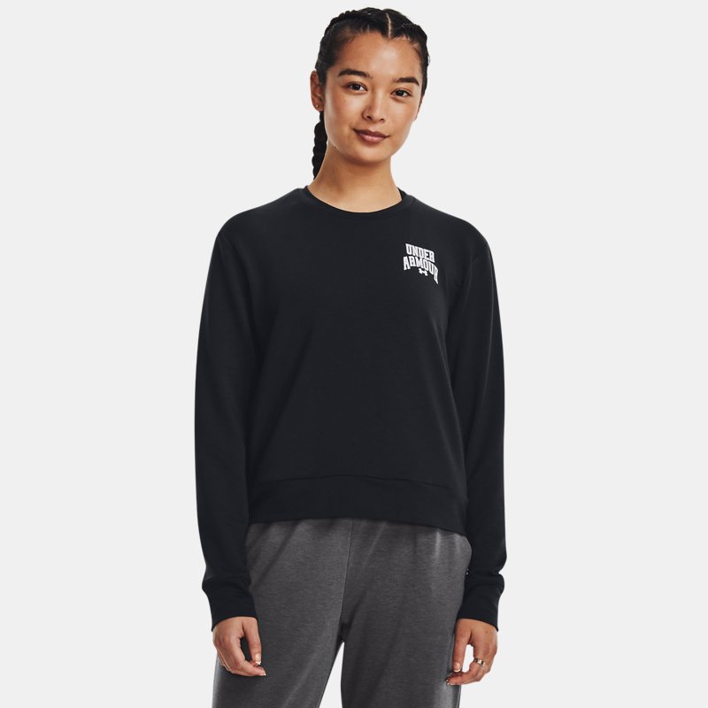 Women's Under Armour Rival Terry Graphic Crew Black / White XS